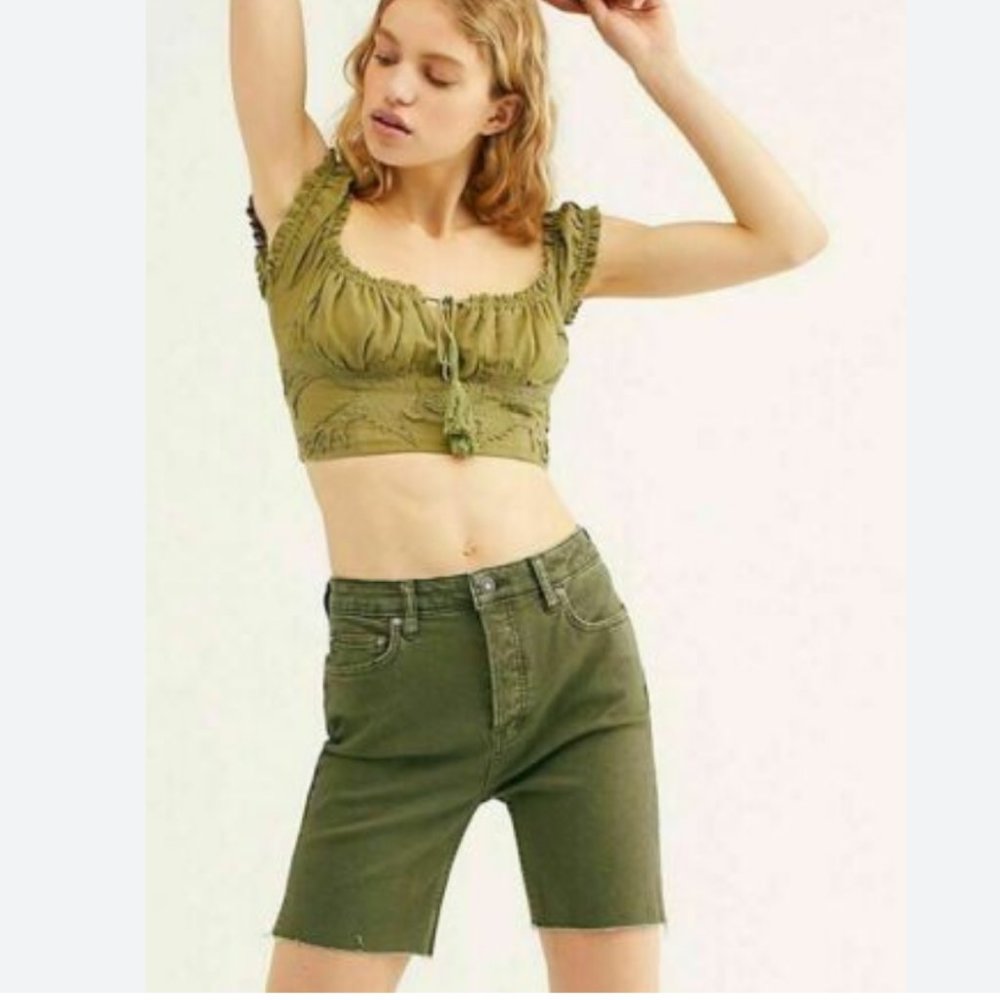 We The Free-Free People Army Green Avery Bermuda Shorts